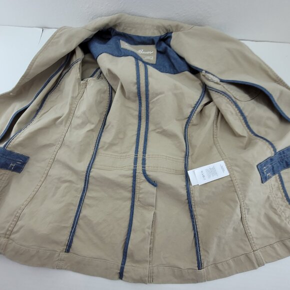 Eddie Bauer Jacket Womens 4 Khaki Legend Wash Blazer Twill Denim Utility Chore - Picture 5 of 13